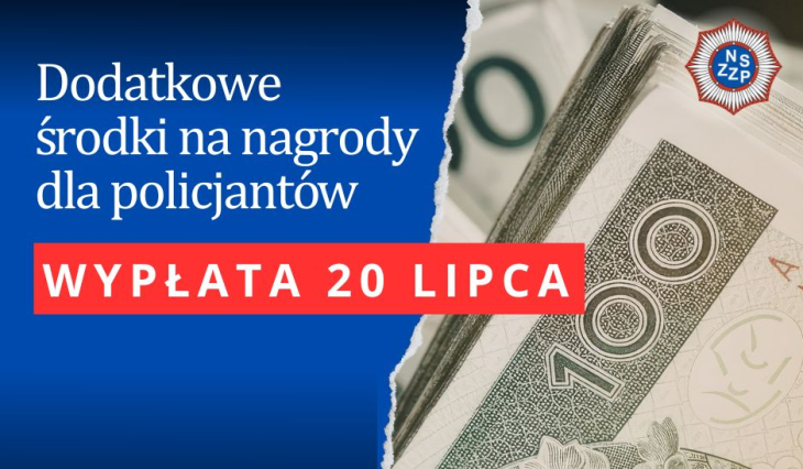 Dodatkowe środki na nagrody dla policjantów. Wypłata zaplanowana na 20 lipca